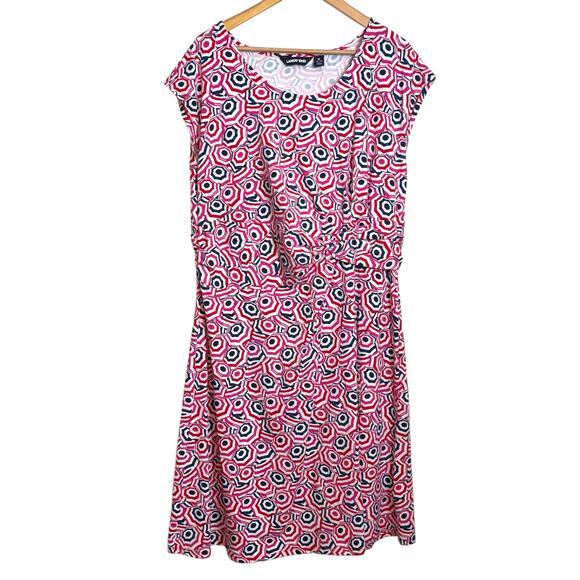 Lands End Plus Size 1X Twist Front Fir & Flare Umbrella Print Cap Sleeve Dress - Picture 2 of 9